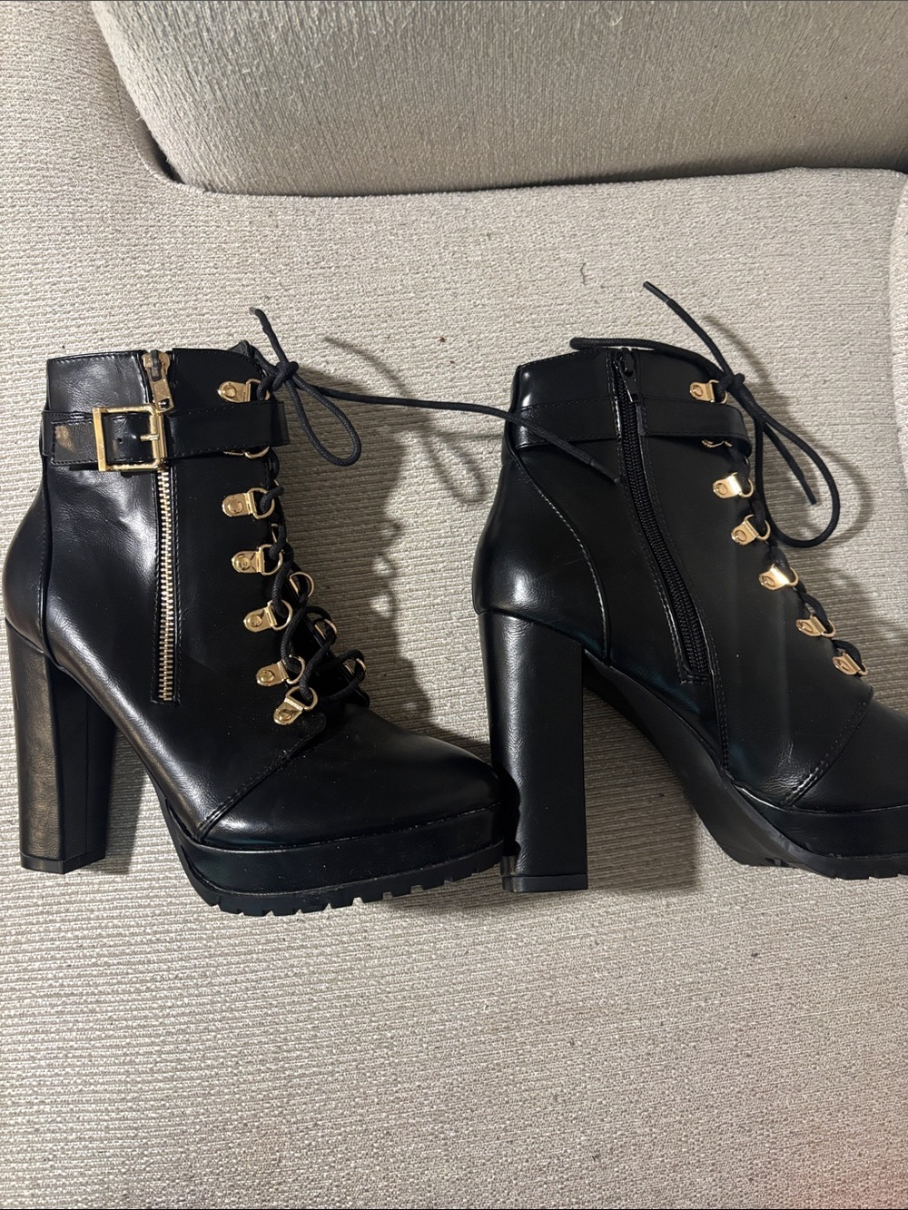 Lace-Up Platform Black Boot